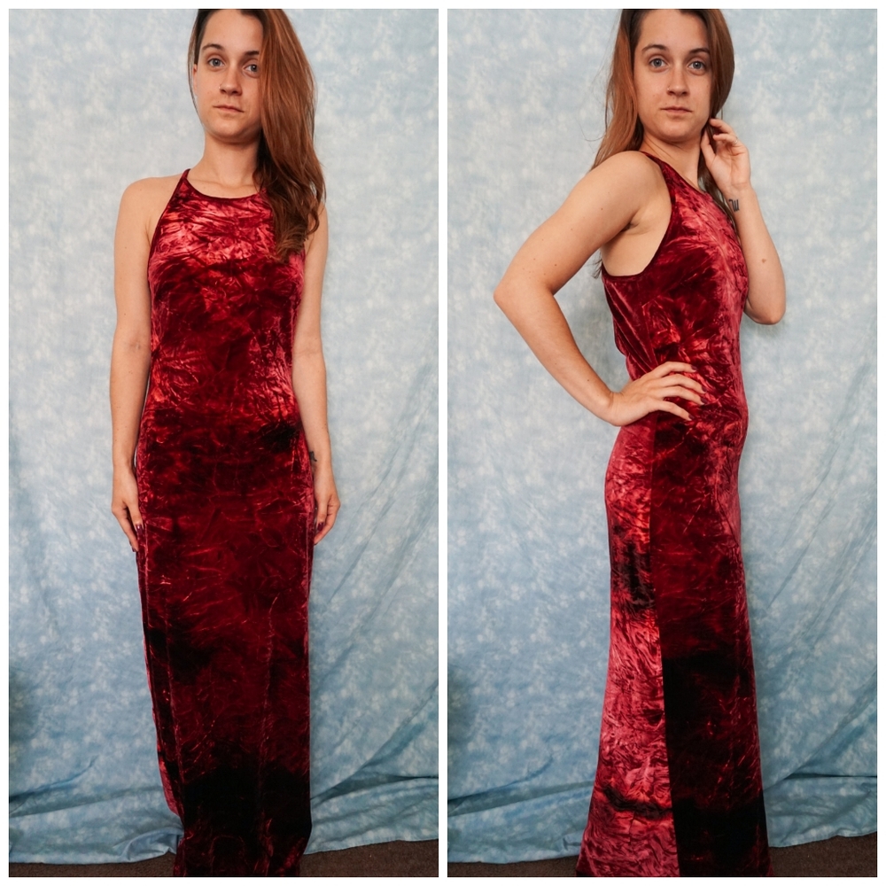 VTG Jessica McClintock Velvet Maxi Dress